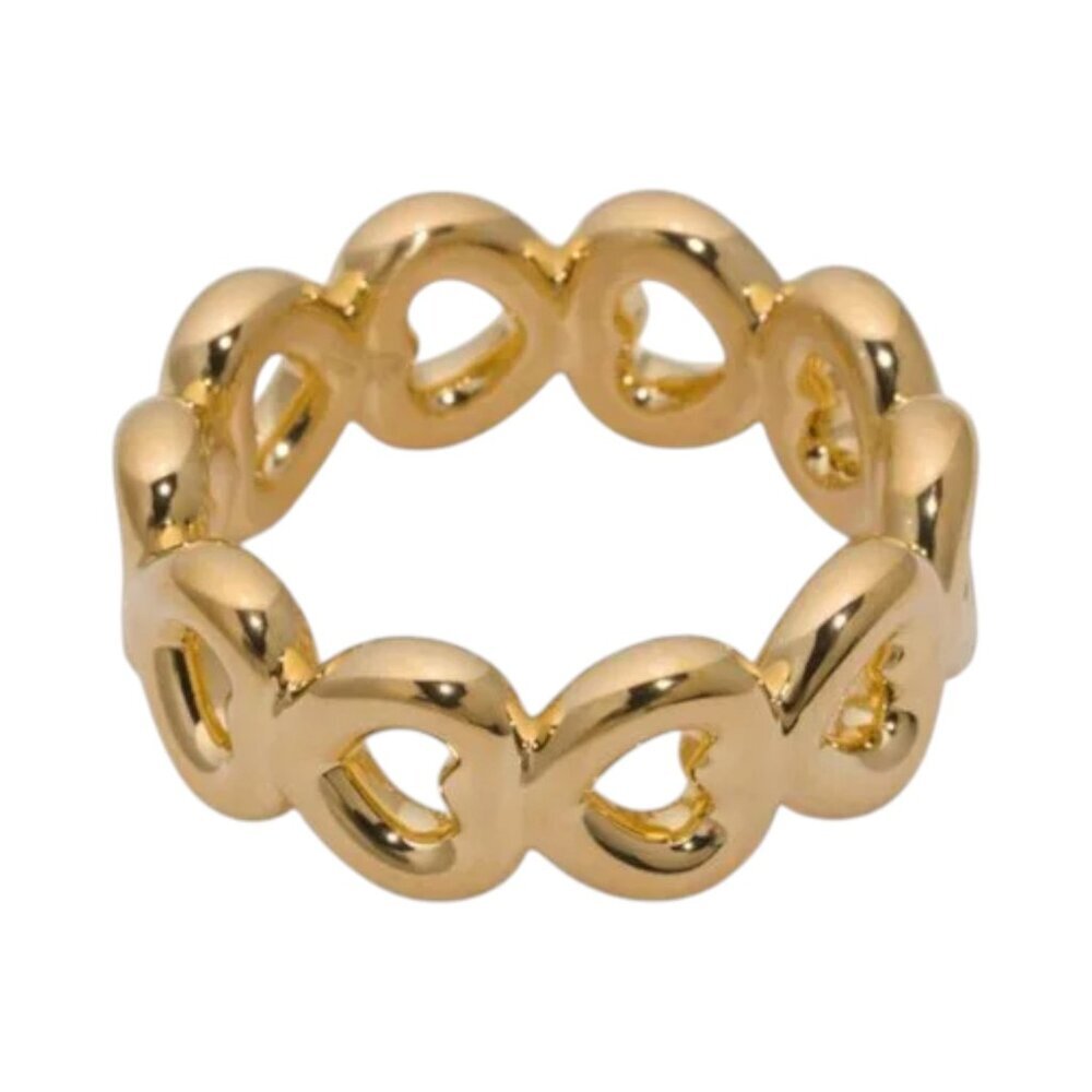 MILOR GOLD Gold Made In Italy 14kt Gold Linked Heart Band Ring